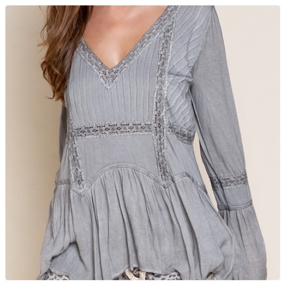 POL Stone Grey Tie Up Top - Picture 2 of 13